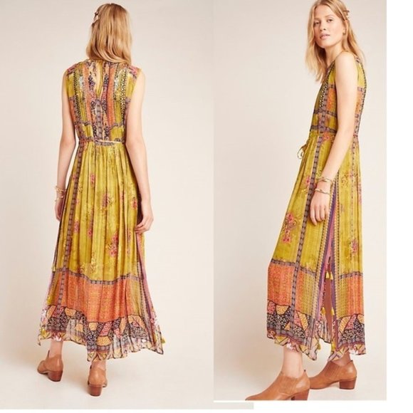 Anthropologie Dresses & Skirts - Anthropologie Citron Embroidered Maxi Dress